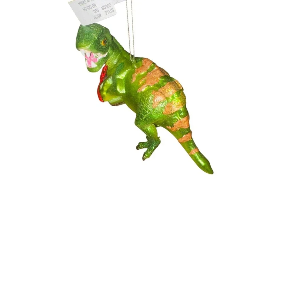 New Bloomingdale’s dinosaur holding present Christmas ornament